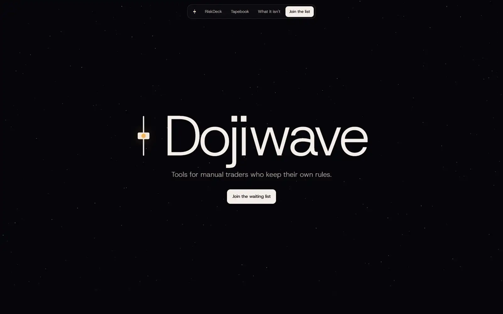 Dojiwave, website of a brand of tools for traders: first screen