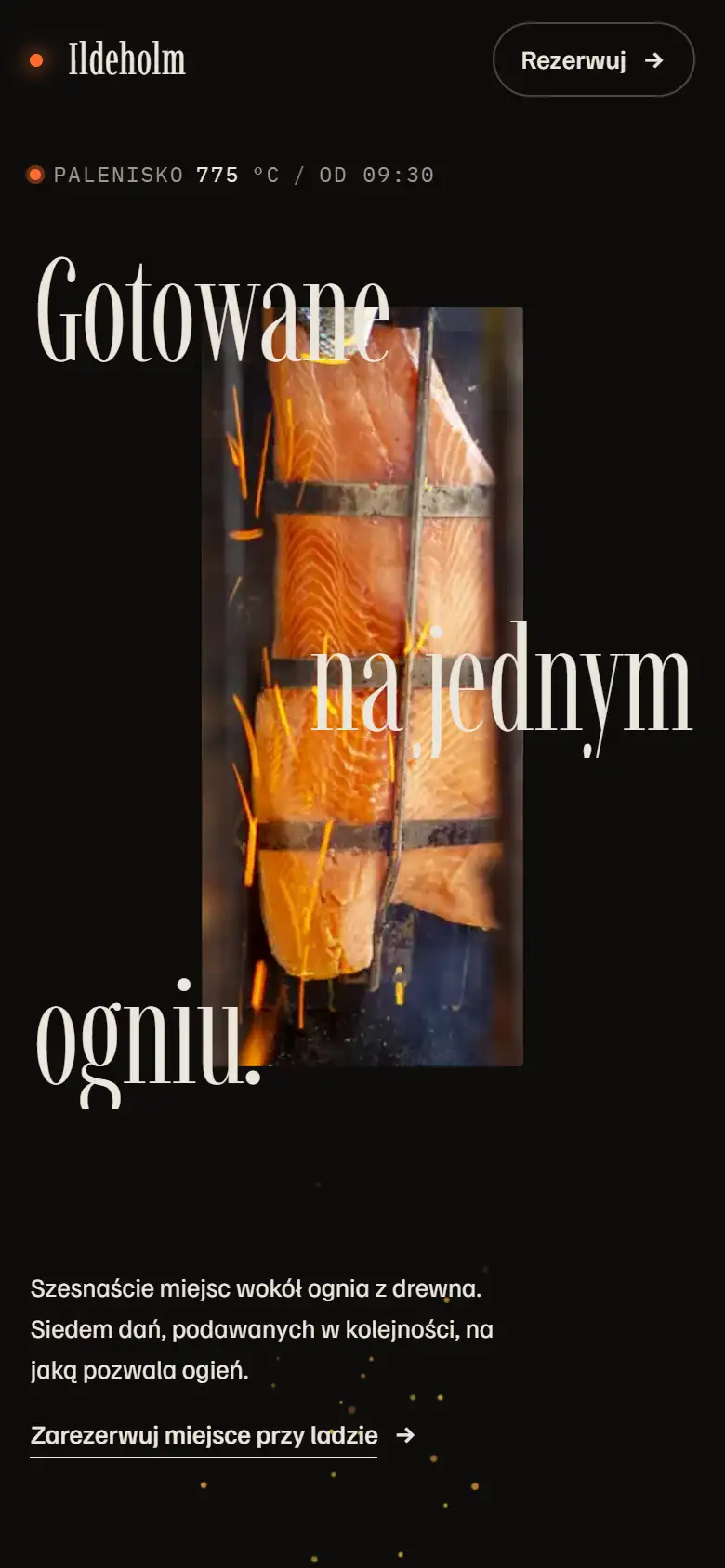 Ildeholm, restaurant website: mobile view