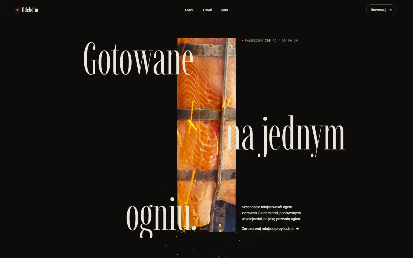 Ildeholm, restaurant website: first screen