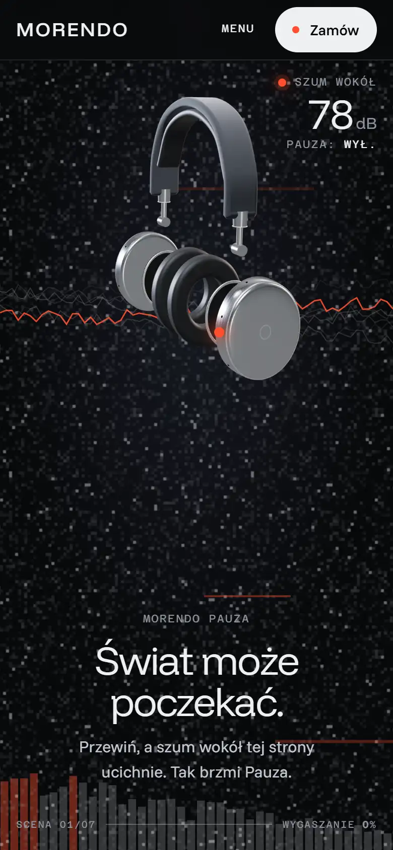 Morendo, headphone launch site: mobile view